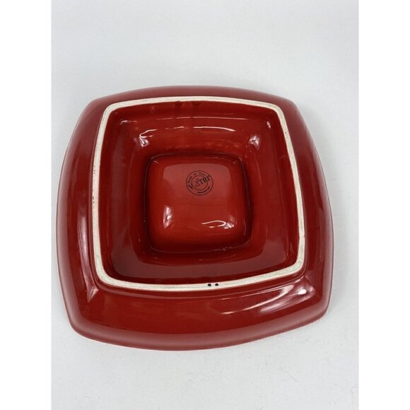 Vietri Chip & Dip pottery Serving Bowl Dinner Party Red With Color Dots - Picture 8 of 12